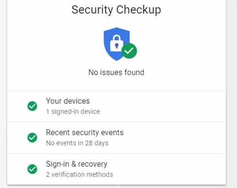 Google Security Checkup Tool