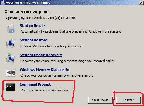 command prompt recovery